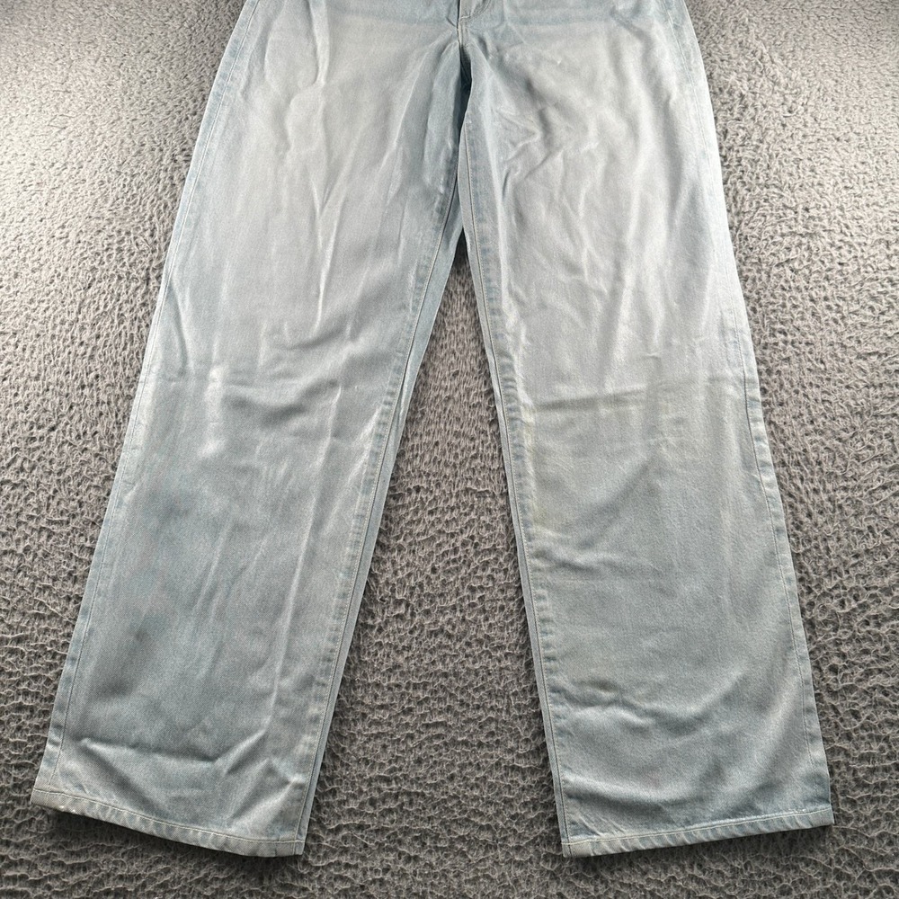 VIAVIA Jeans Womens 26 Straight Leg Light Blue Waxed High Rise Stretch USA - Picture 3 of 15